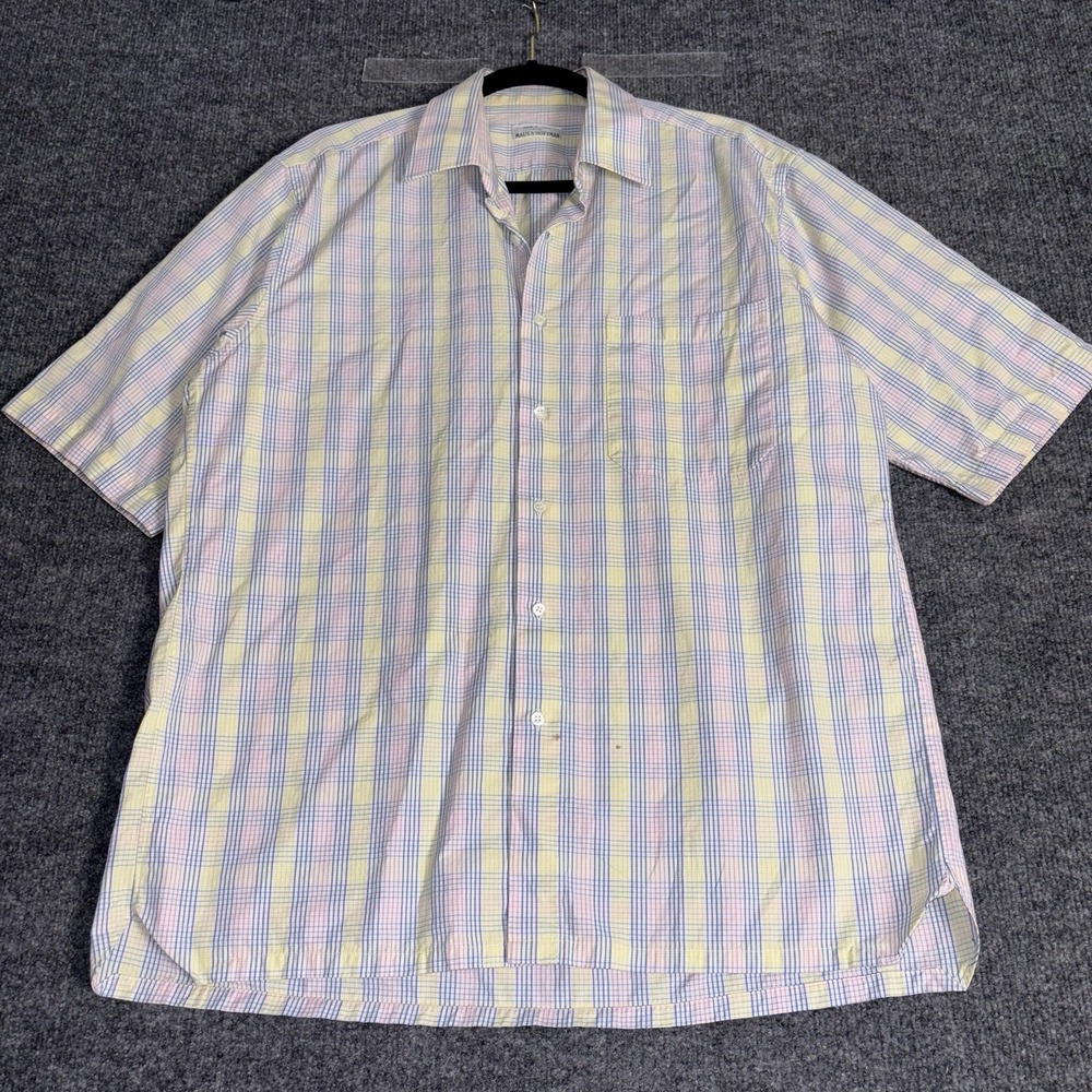Maus & Hoffman Men's L Pastel Plaid Check 100% Cotton Shirt Made in‎ Italy